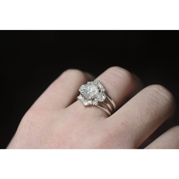 Engagement ring set, raw diamond ring, raw stone ring, alternative engag… - Picture 7 of 8